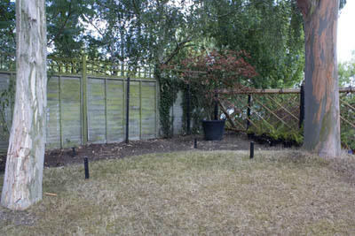 plot roughly marked out with pegs