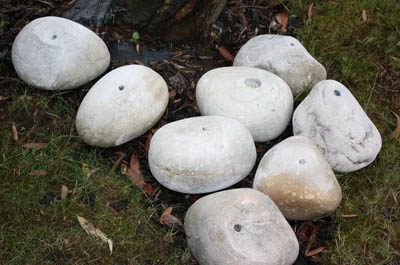 click to enlarge drilled glacial stones
