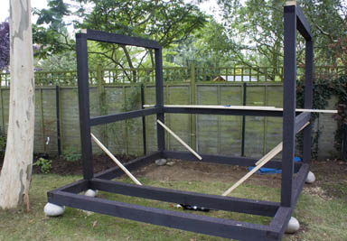 click to enlarge second side assembly and back girt in place and clamped