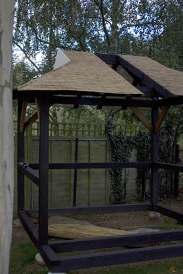 click to enlarge reed screen laid and gable end in place
